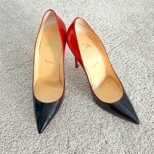 Christian Louboutin Black and Red Patent Heels